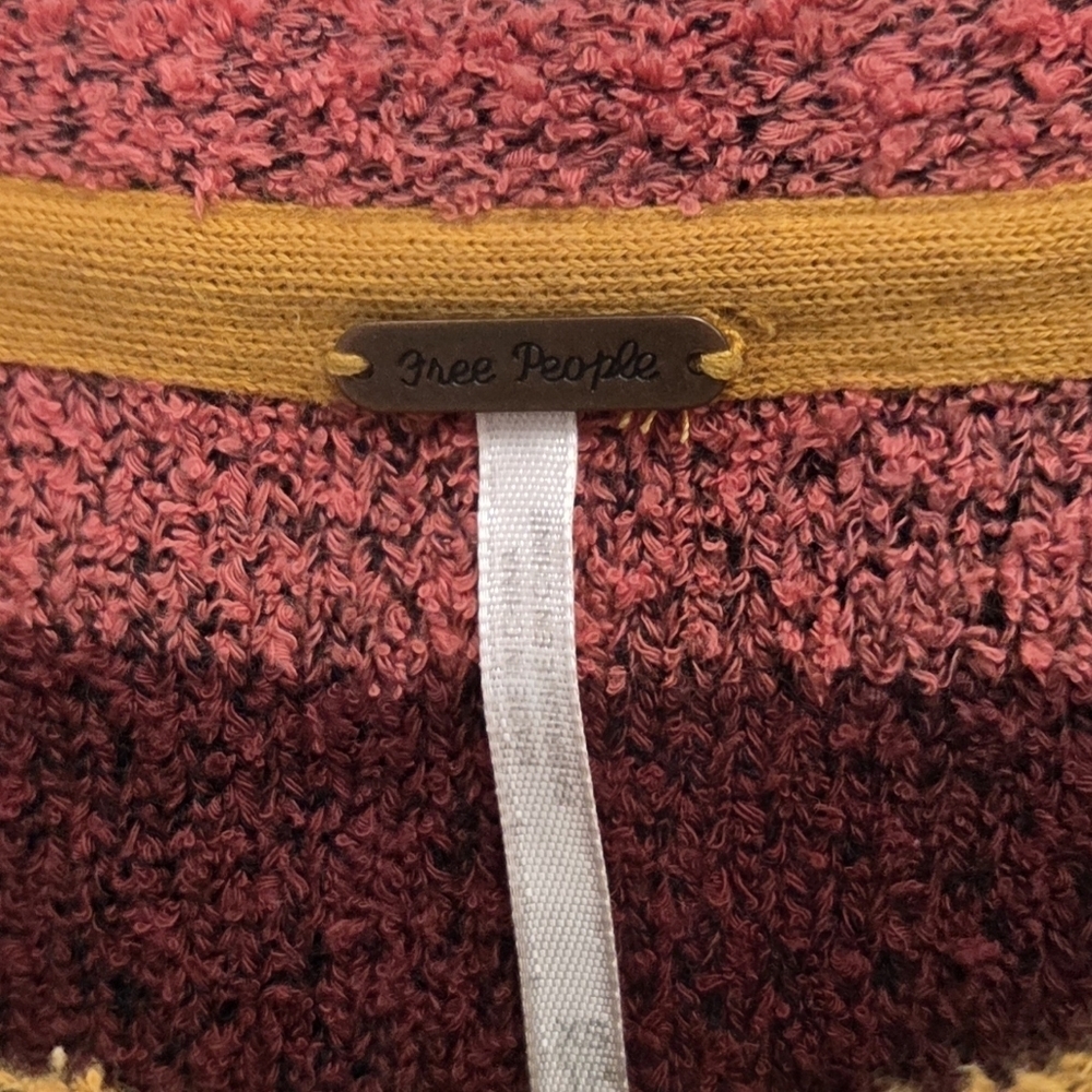Free People Candyland Stripes Orange Pink Pullover Terry Sweater Size XS - Picture 6 of 8